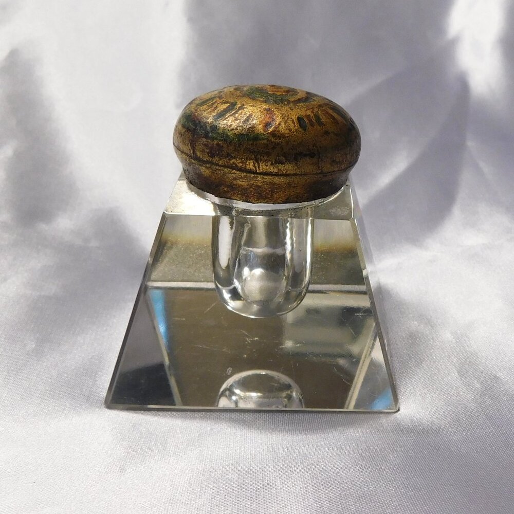 Cut Crystal Inkwell with Unique Lid # 20890